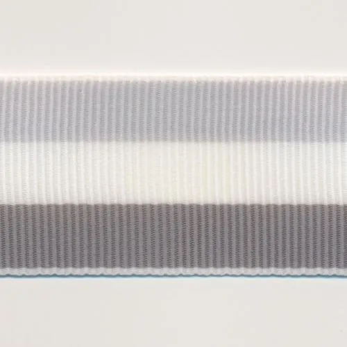 Stripe Grosgrain Ribbon #33 Light Gray & White & Gray
