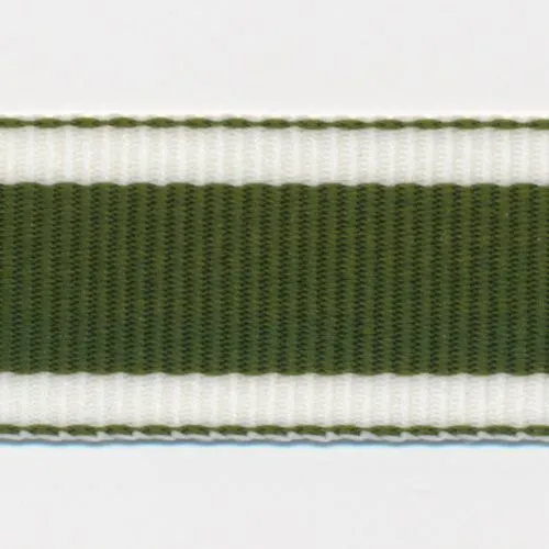 Stripe Grosgrain Ribbon #7 Mugwort & White