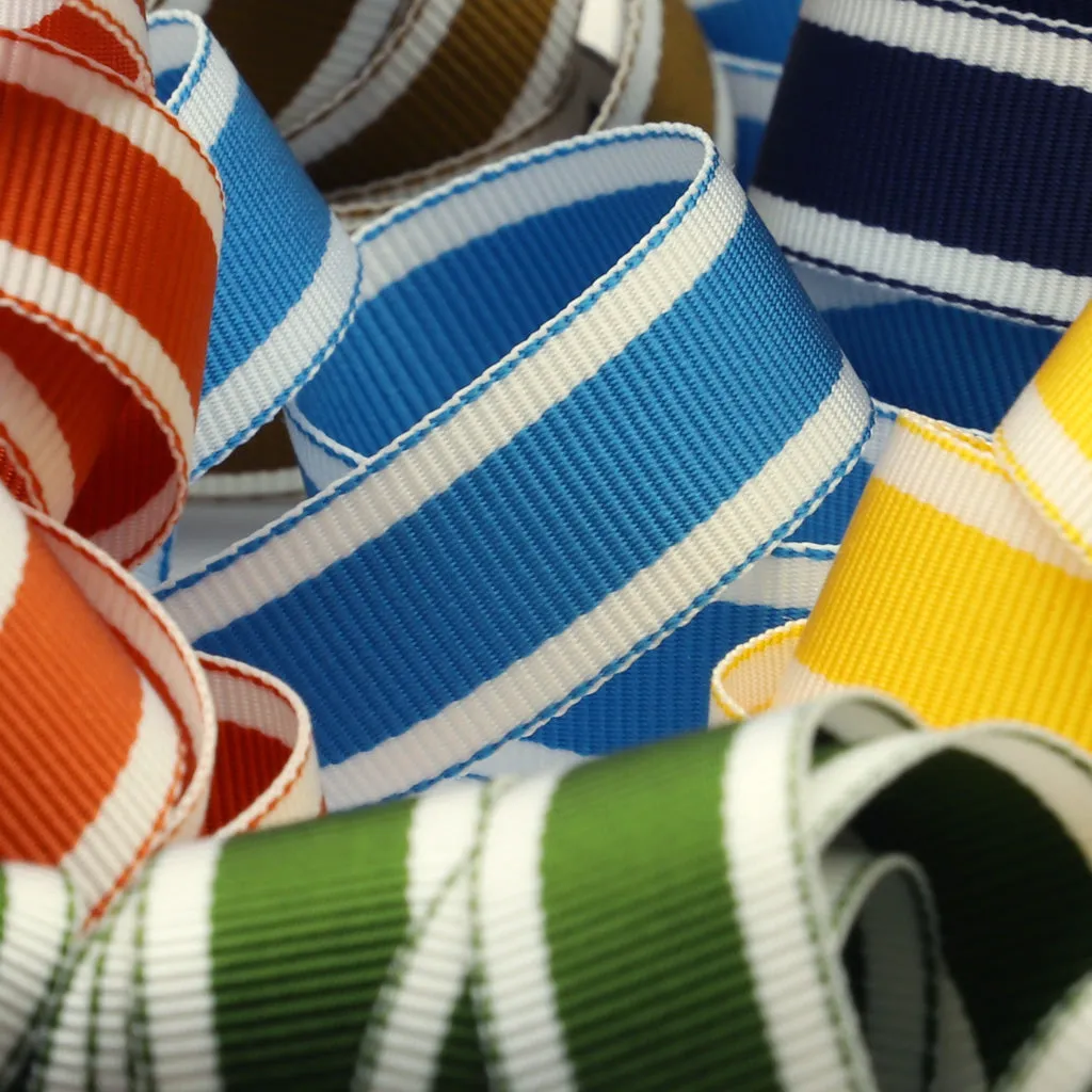 Stripe Grosgrain Ribbon #7 Mugwort & White