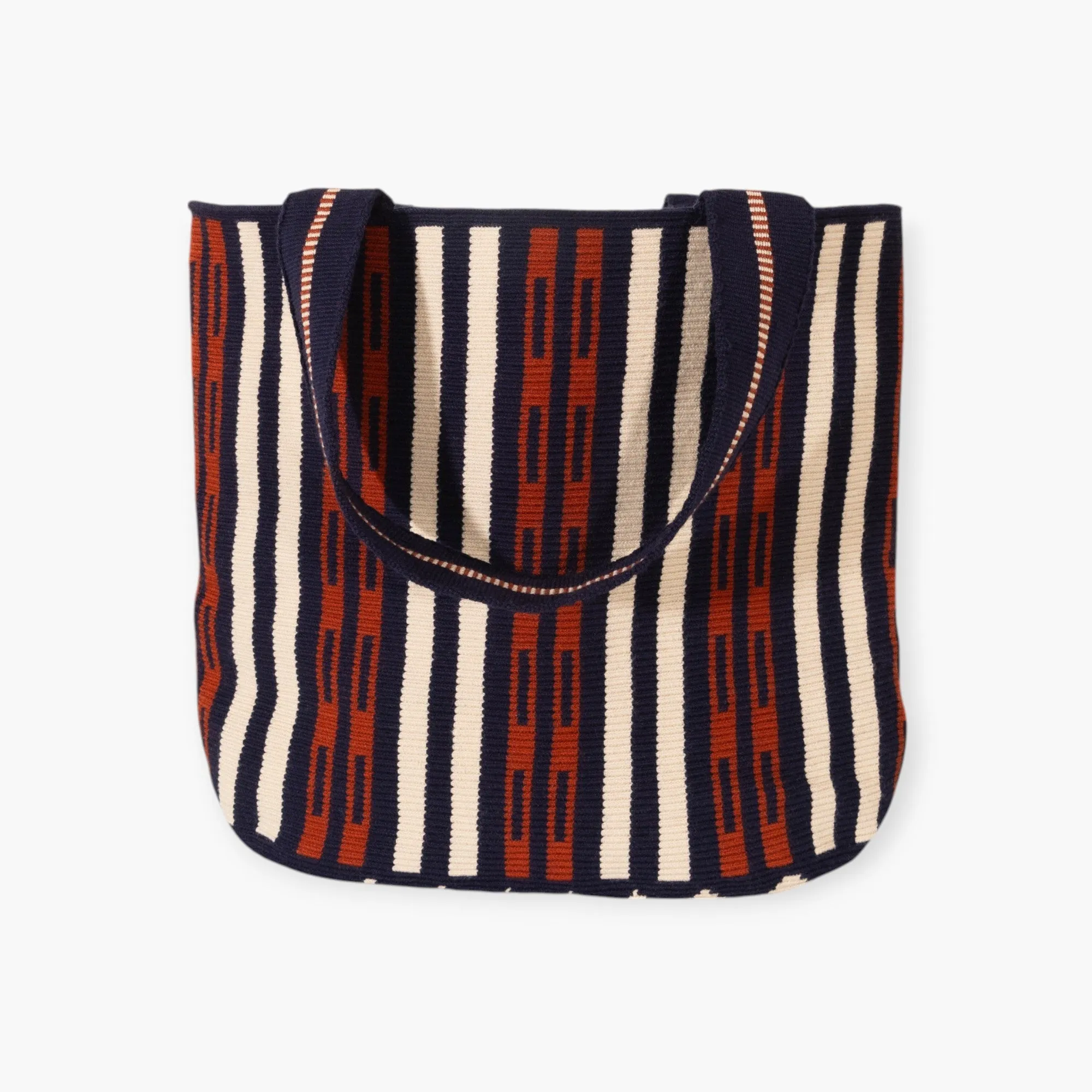 Striped oval tote | Navy