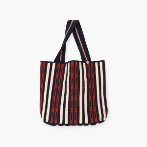 Striped oval tote | Navy