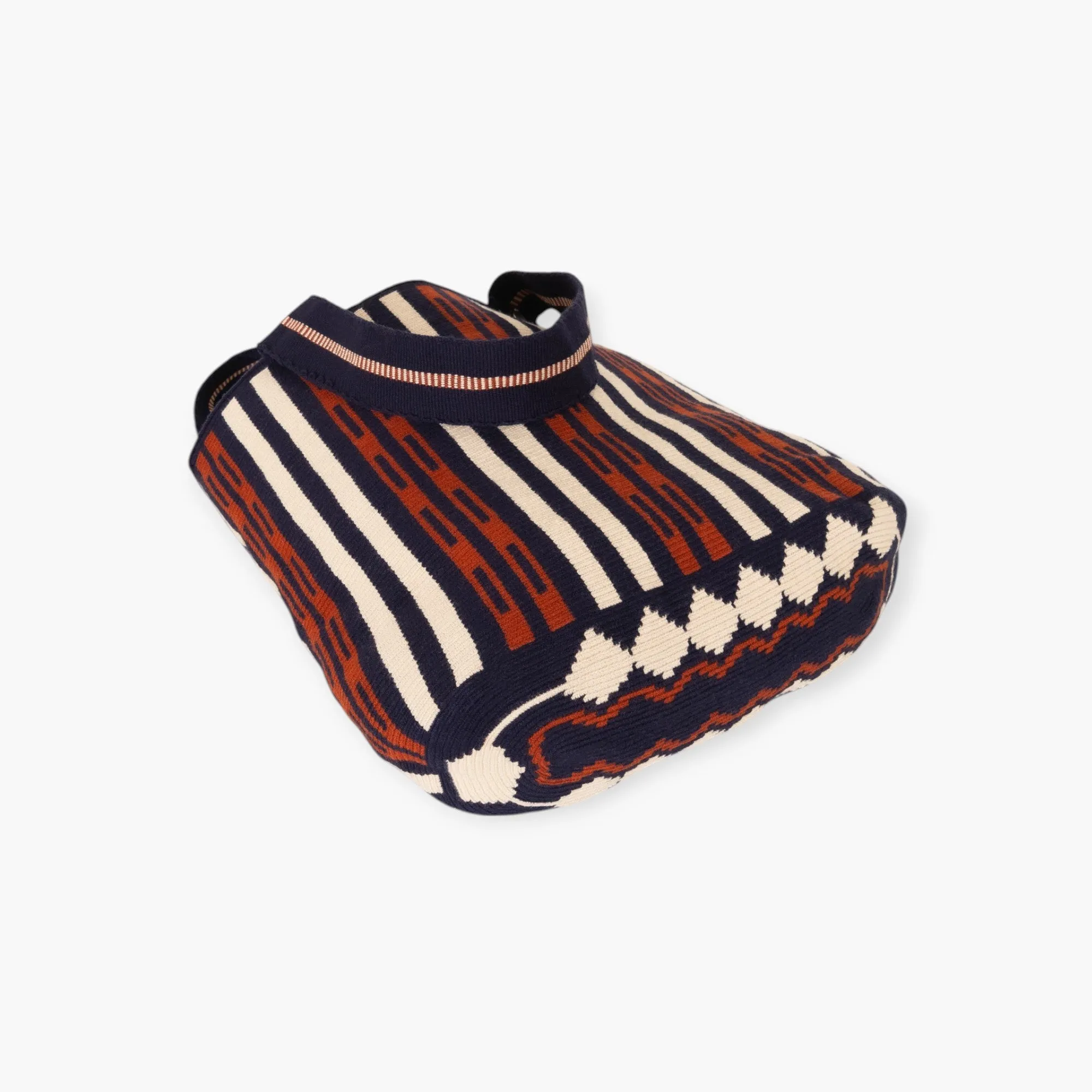 Striped oval tote | Navy