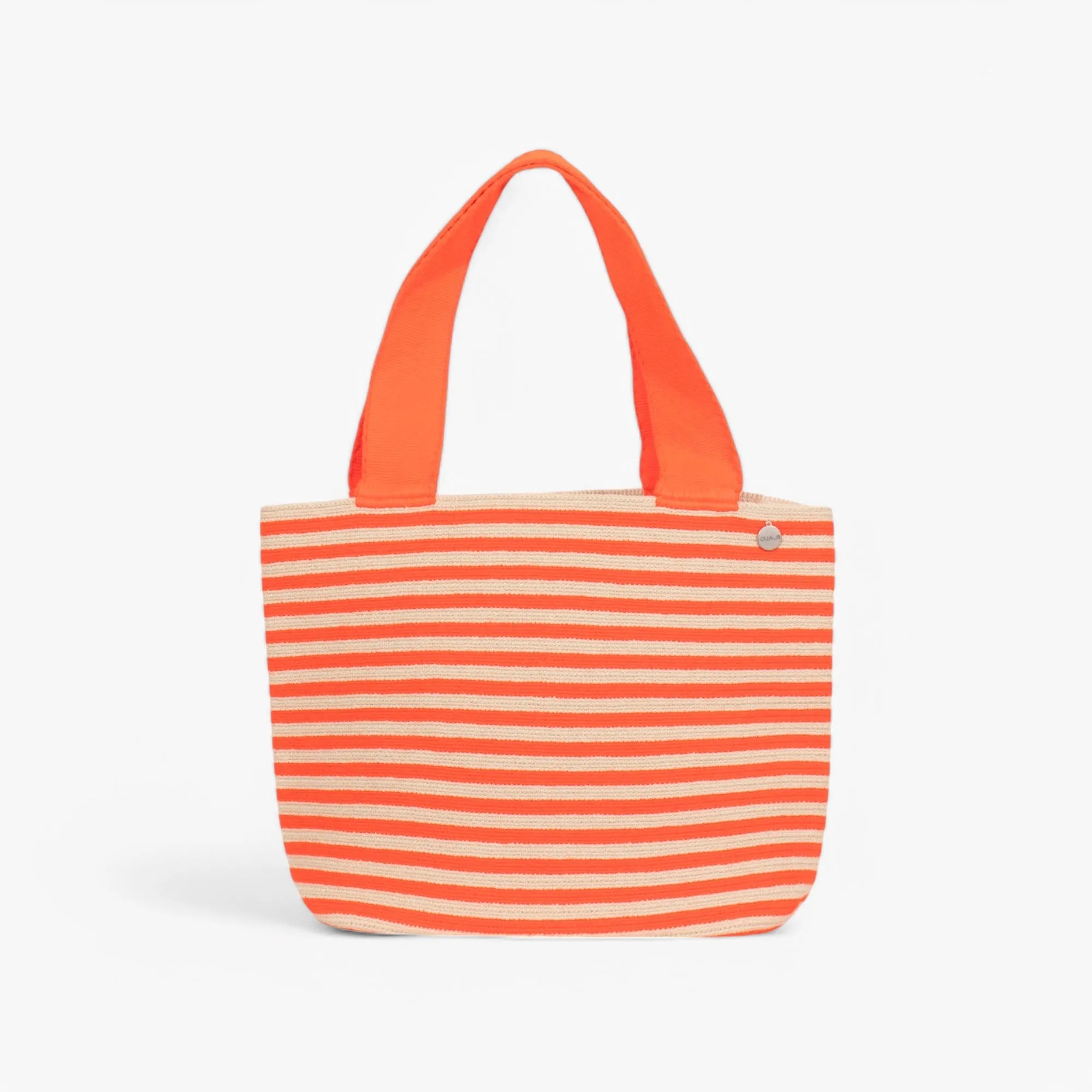 Striped oval tote | Tangerine