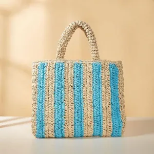 Striped Straw Tote Bag