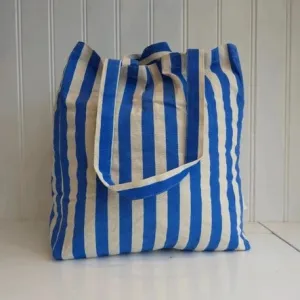 Striped Tote Bag - Blue