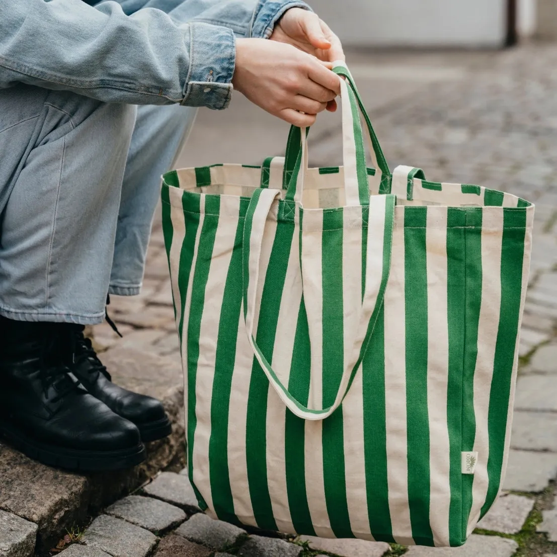 Striped Tote Bag - Green