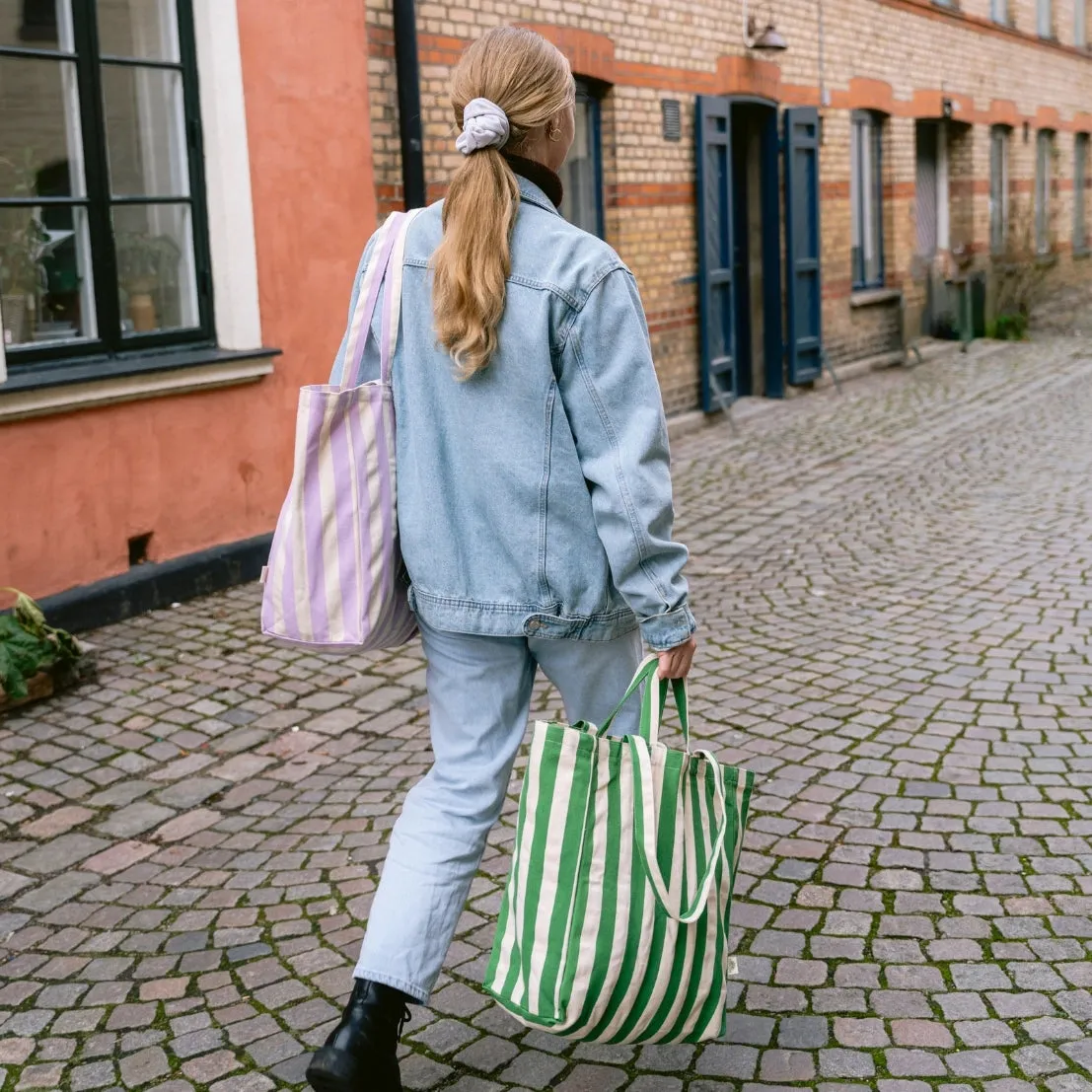 Striped Tote Bag - Green