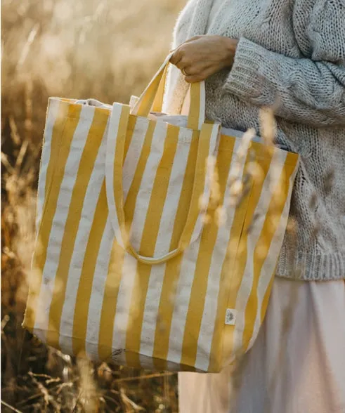 Striped Tote Bag - Yellow
