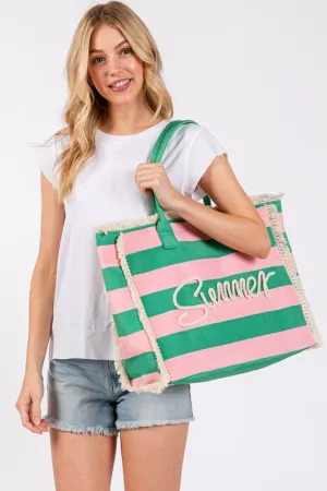 Summer Striped Tote Bag