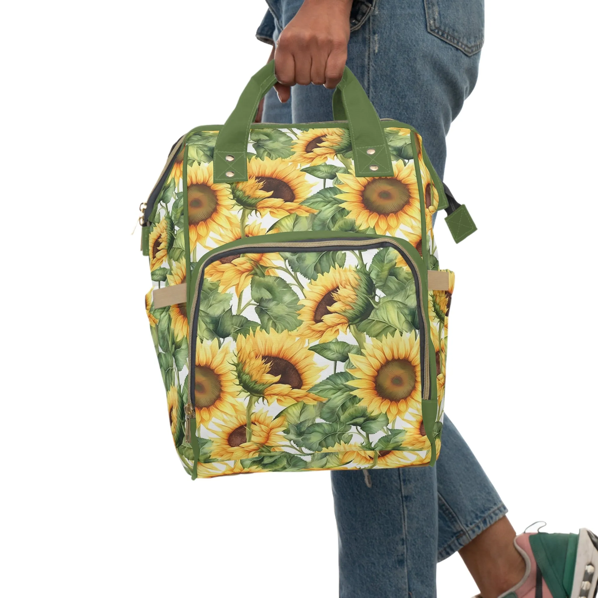 Sunflower Diaper Backpack - Bright & Multifunctional Baby Bag with Sunflower Design, Perfect for Nature-Loving Parents