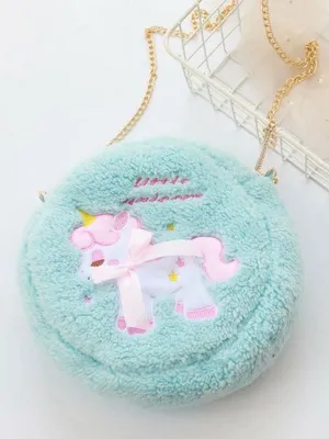 Sweet Lolita Bag Light Sky Blue Long Plush Animal Print Cross Body Bag Lolita Accessories