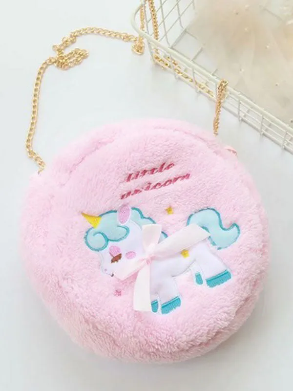 Sweet Lolita Bag Light Sky Blue Long Plush Animal Print Cross Body Bag Lolita Accessories