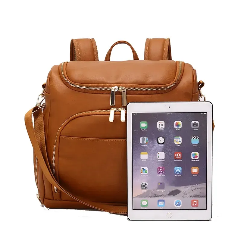 The Lily Diaper Bag Bundle - Luxury faux Leather Diaper Bag Backpack Set