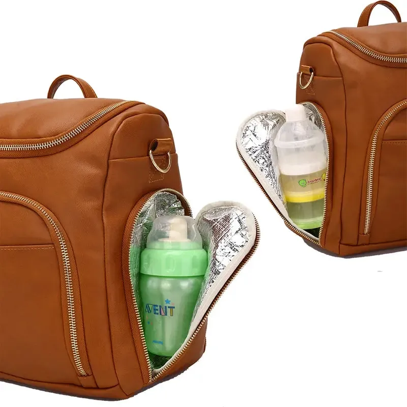 The Lily Diaper Bag Bundle - Luxury faux Leather Diaper Bag Backpack Set