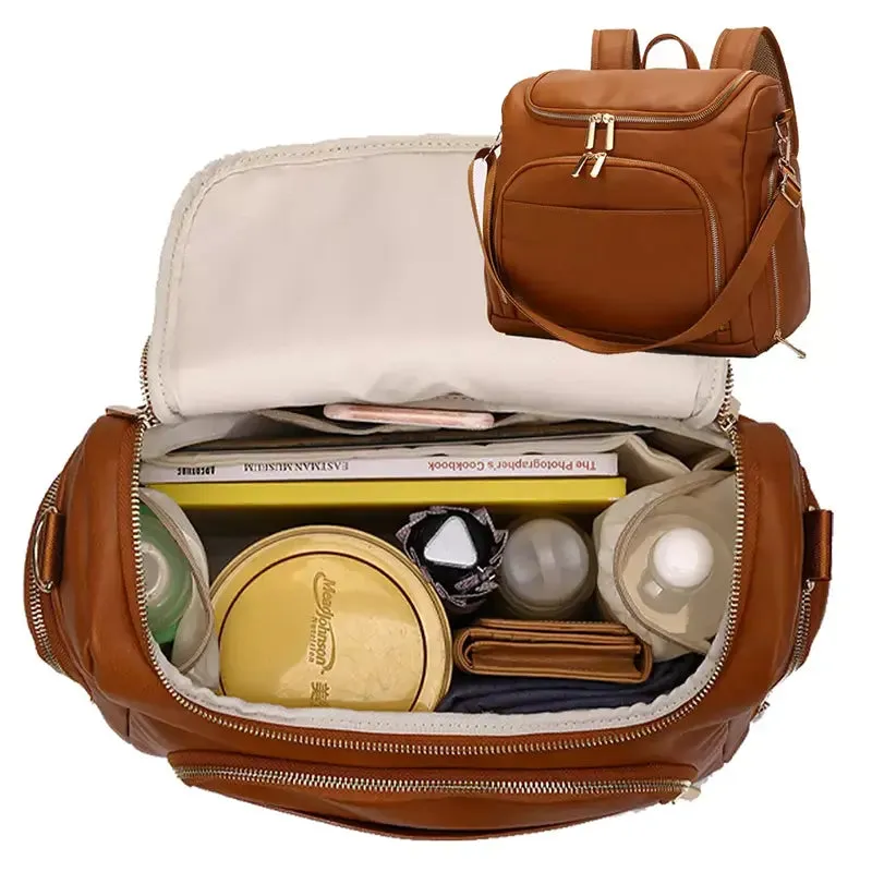 The Lily Diaper Bag Bundle - Luxury faux Leather Diaper Bag Backpack Set