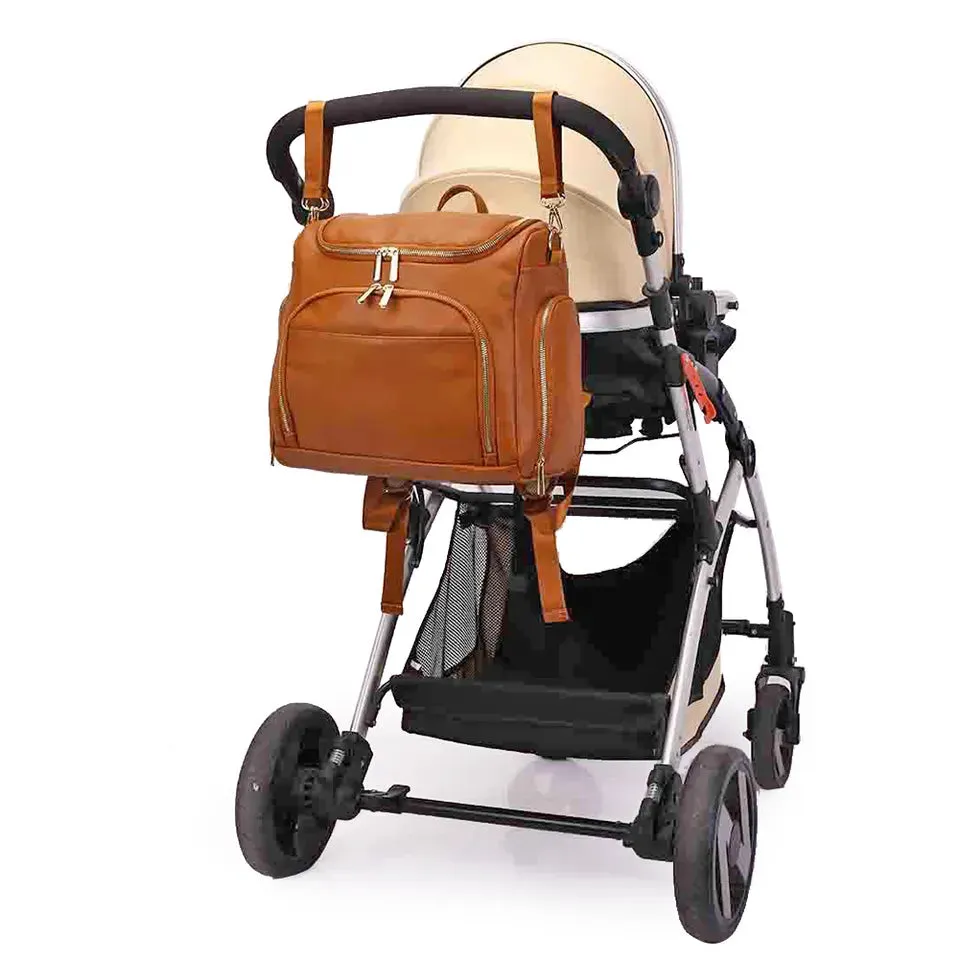The Lily Diaper Bag Bundle - Luxury faux Leather Diaper Bag Backpack Set