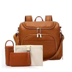 The Lily Diaper Bag Bundle - Luxury faux Leather Diaper Bag Backpack Set