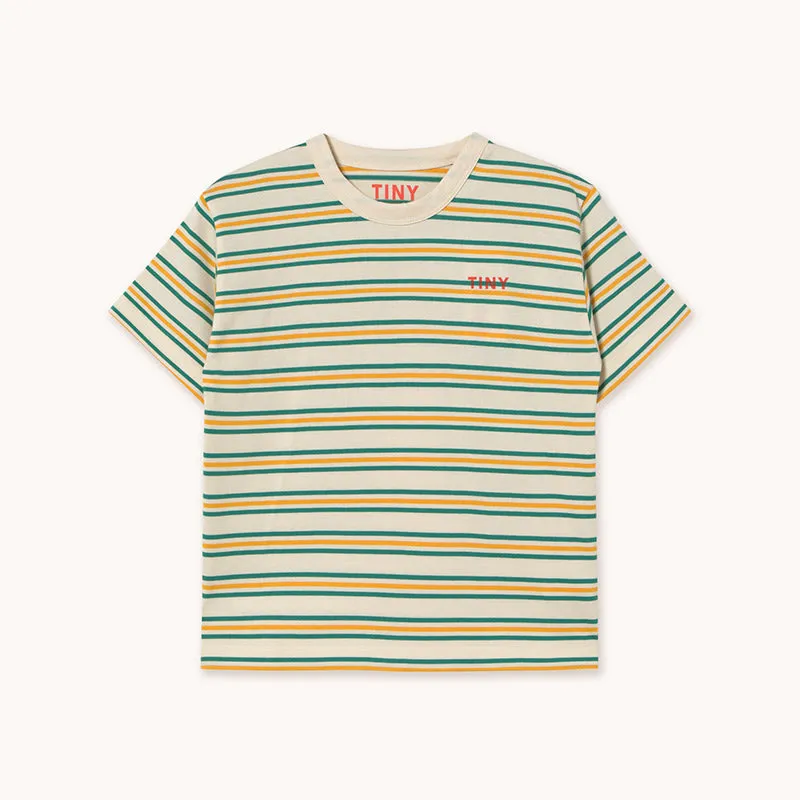 Tiny Cottons - Stripes multicolour tee - cream/ green