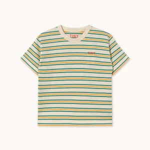 Tiny Cottons - Stripes multicolour tee - cream/ green