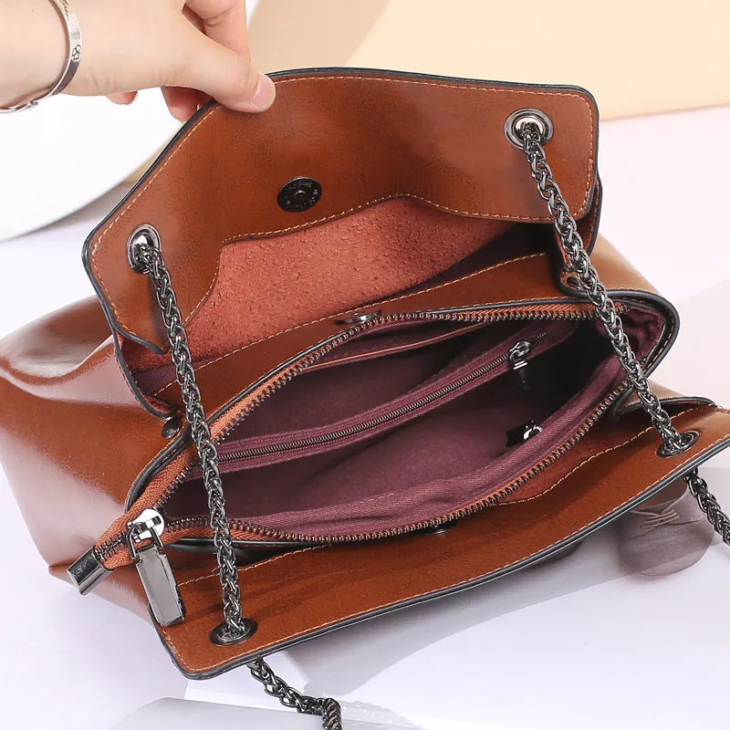 Top Grain Leather Messenger Bag Women Leather Shoulder Bag Casual Genuine Natural Leather Crossbody Bag SX55-519
