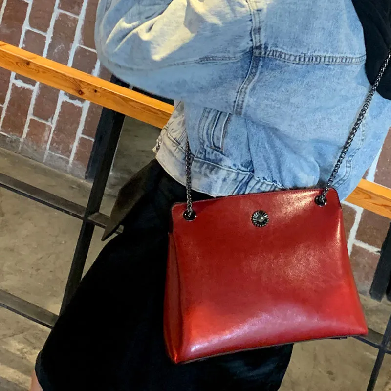 Top Grain Leather Messenger Bag Women Leather Shoulder Bag Casual Genuine Natural Leather Crossbody Bag SX55-519