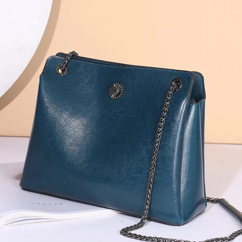 Top Grain Leather Messenger Bag Women Leather Shoulder Bag Casual Genuine Natural Leather Crossbody Bag SX55-519