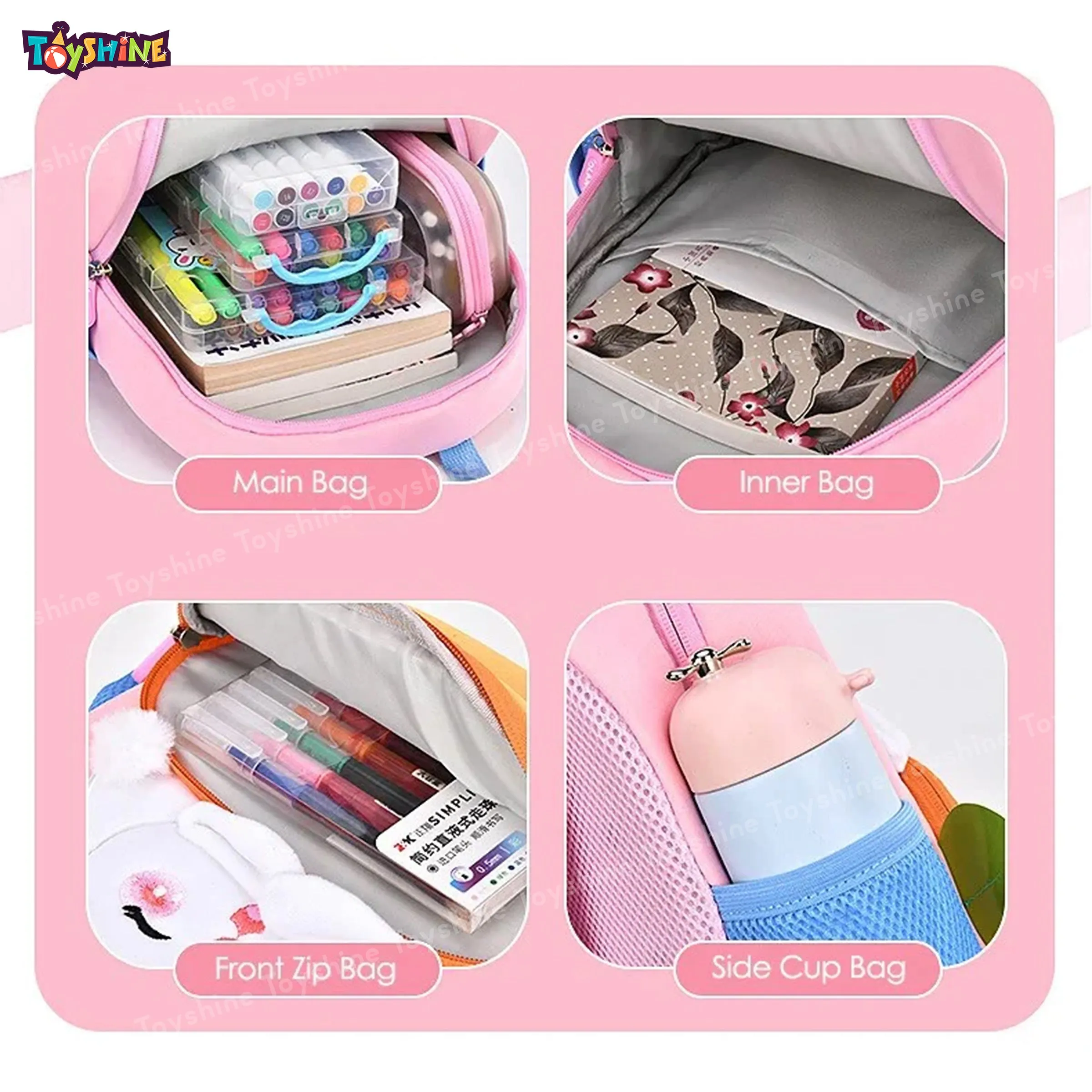 Toyshine 12" Helicopter Design Backpack for Kids Girls Boys Toddler Backpack Preschool Nursery Travel Bag,Mini Size - Pink