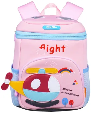 Toyshine 12" Helicopter Design Backpack for Kids Girls Boys Toddler Backpack Preschool Nursery Travel Bag,Mini Size - Pink