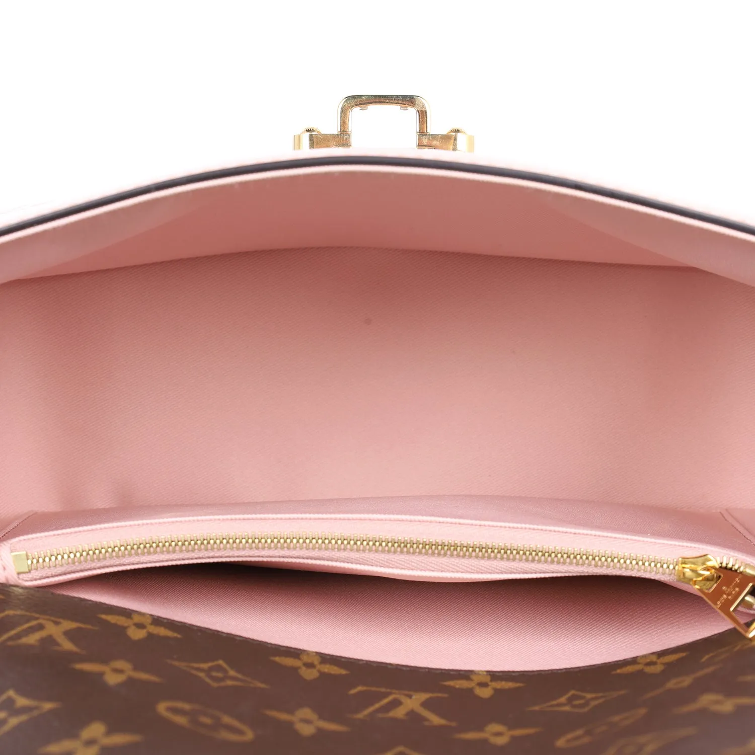 Vernis Leather Monogram Cherrywood Shoulder Bag Rose Ballerine