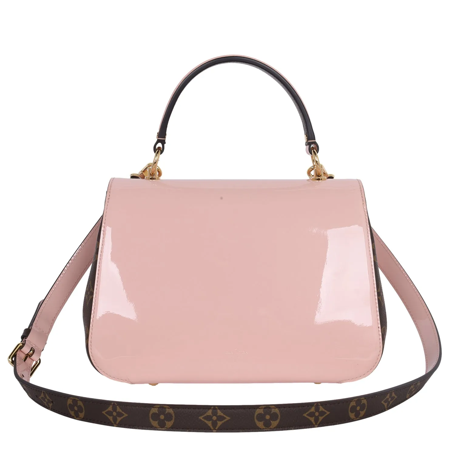Vernis Leather Monogram Cherrywood Shoulder Bag Rose Ballerine