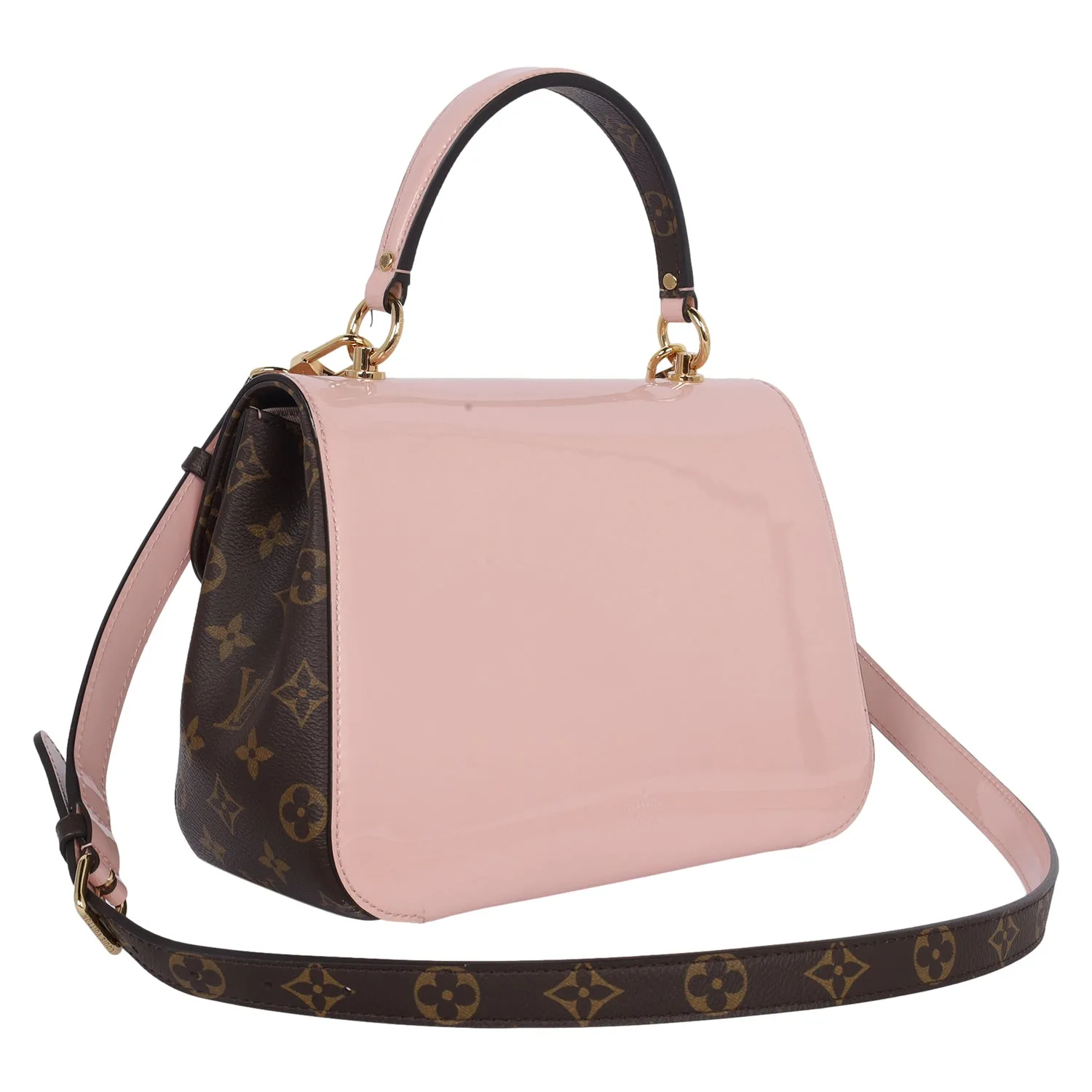 Vernis Leather Monogram Cherrywood Shoulder Bag Rose Ballerine