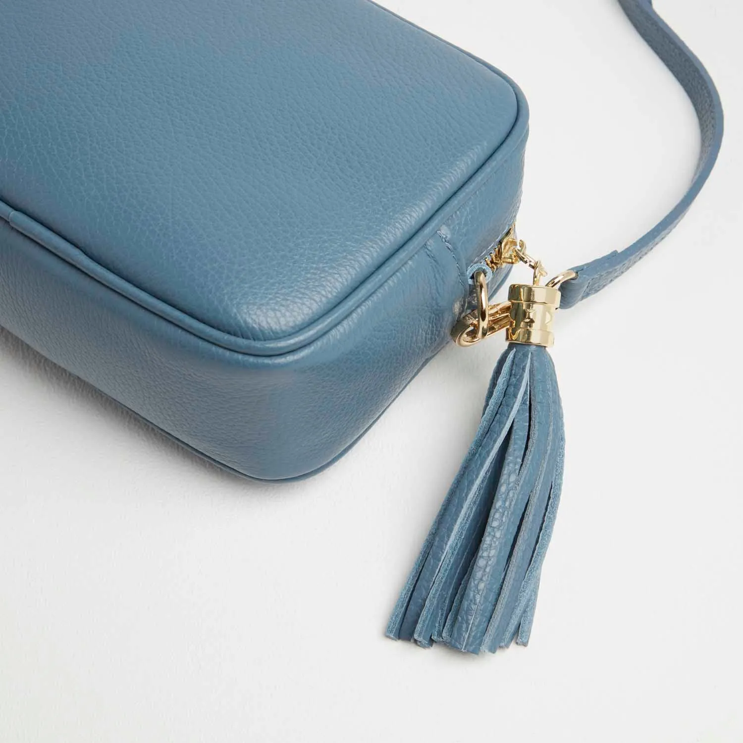 Verona Crossbody Tassel Denim Bag with Pastel Strap