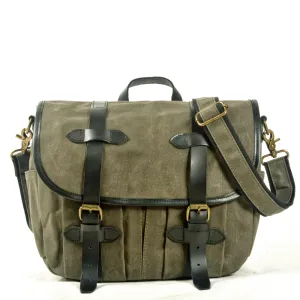 Vintage Canvas and Leather Multi-Compartment Messenger Bag