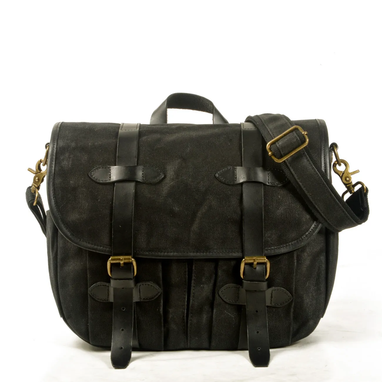 Vintage Canvas and Leather Multi-Compartment Messenger Bag