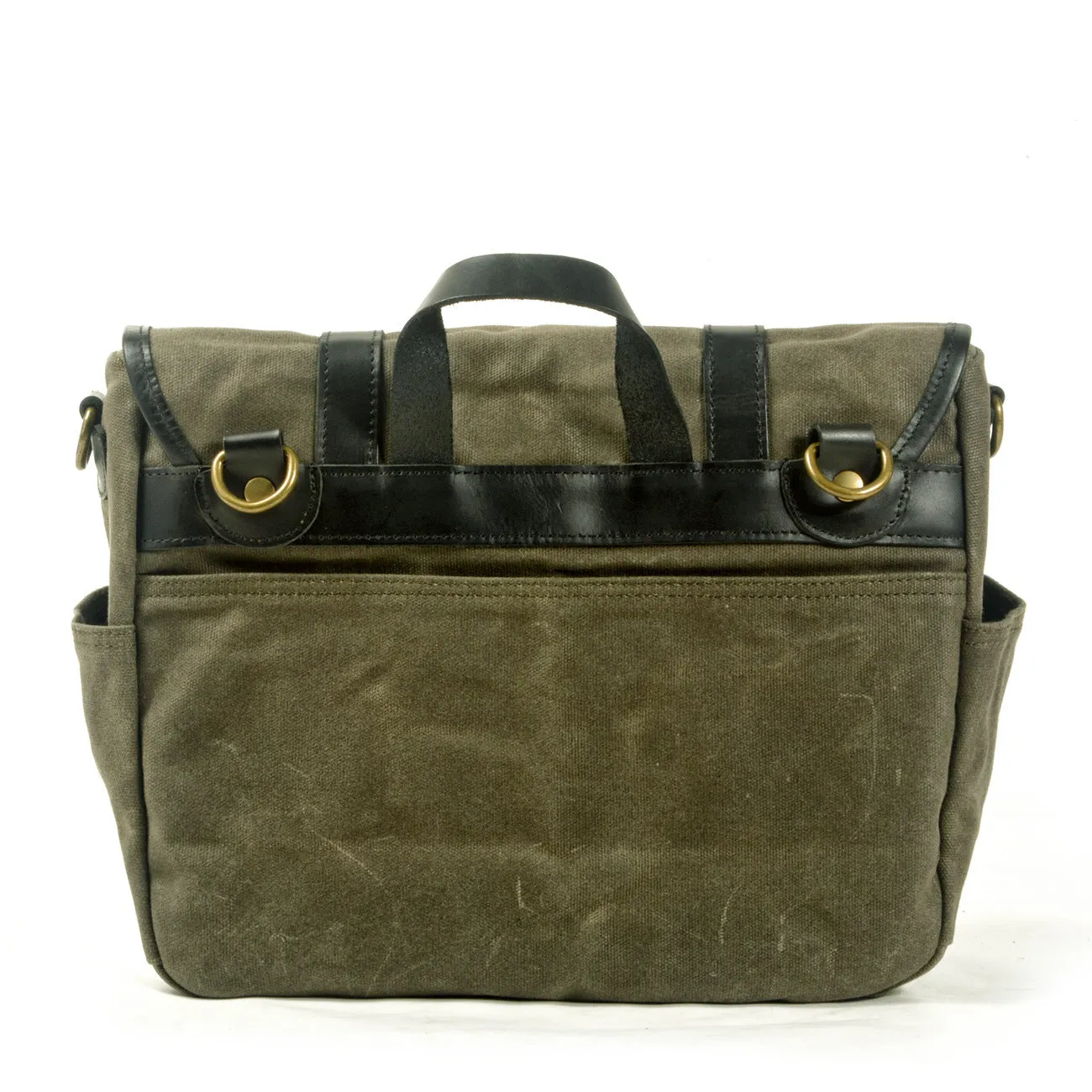 Vintage Canvas and Leather Multi-Compartment Messenger Bag