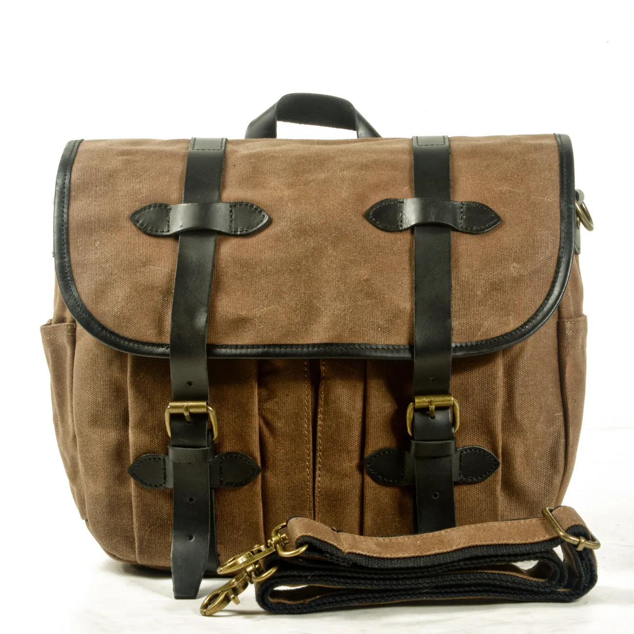 Vintage Canvas and Leather Multi-Compartment Messenger Bag