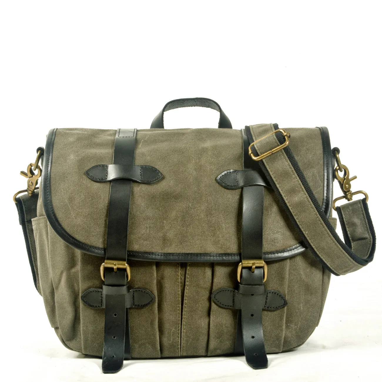 Vintage Canvas and Leather Multi-Compartment Messenger Bag