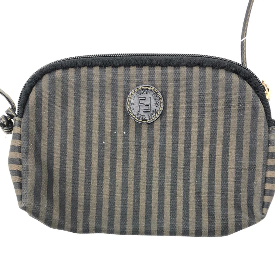 Vintage: Fendi Pequin Stripe Crossbody Bag with Brown Leather Strap