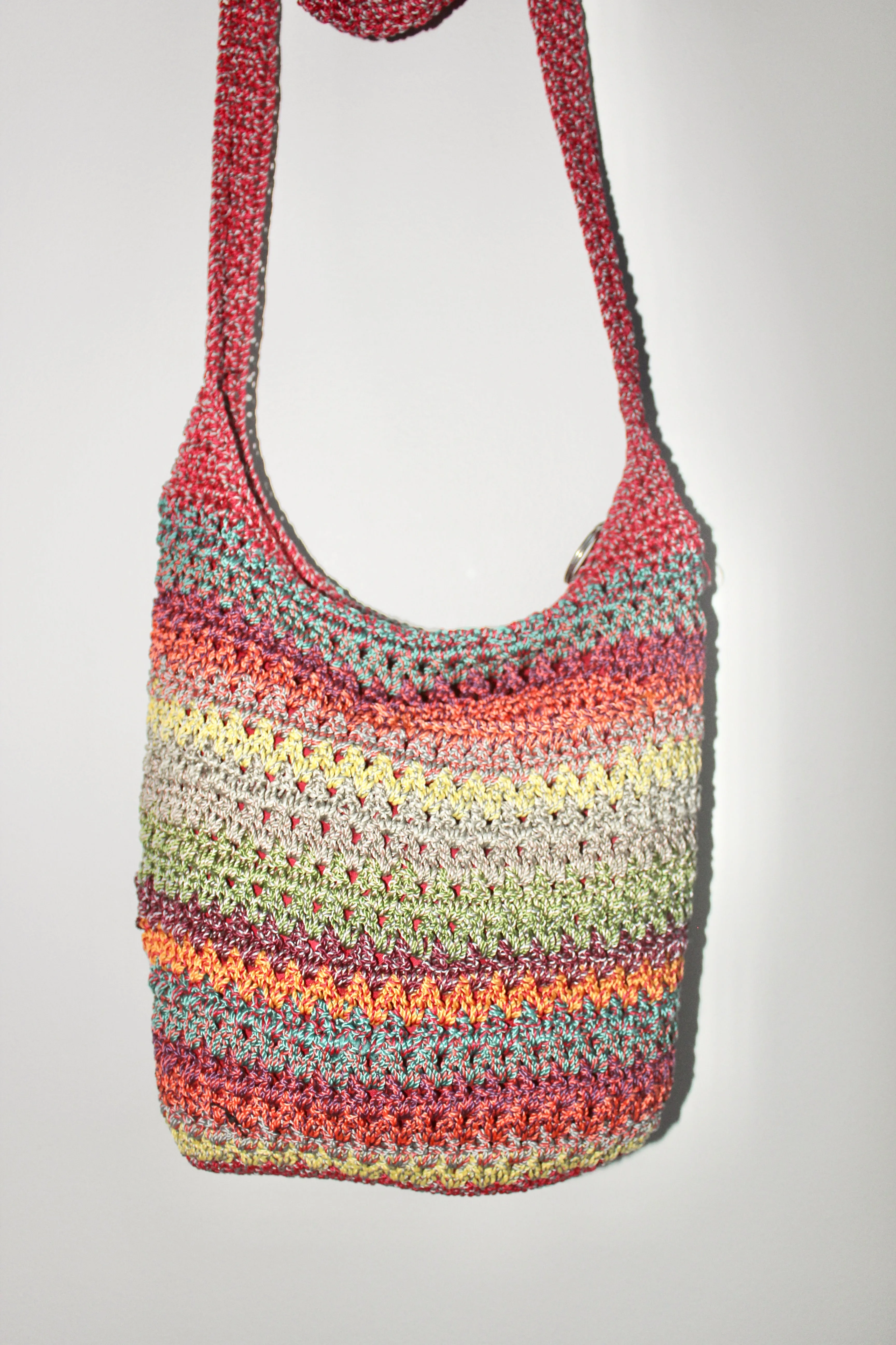 Vintage Rainbow Knitted Tote