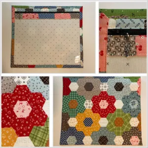 Vinyl Window Cross Stitch/Needlework Project Bag - Calico Hexagons