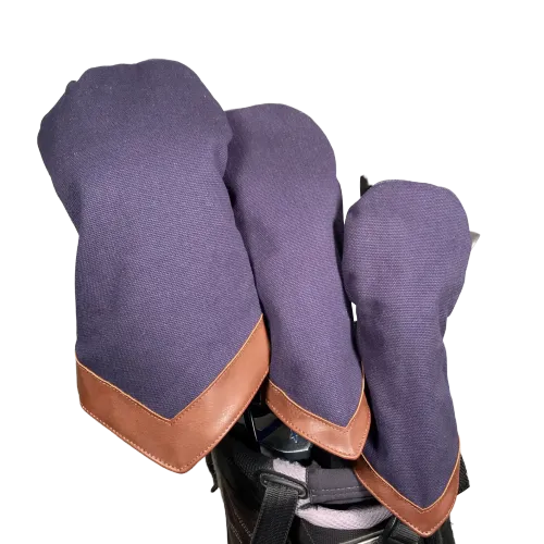 Washed Navy Canvas Golf Head Cover Set
