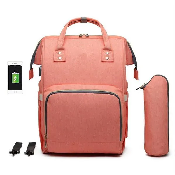 Waterproof USB Diaper Bag Baby Care Large Capacity Mom Backpack