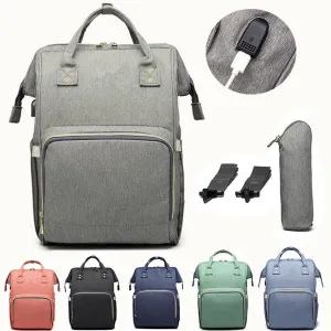 Waterproof USB Diaper Bag Baby Care Large Capacity Mom Backpack