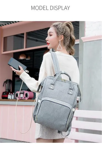 Waterproof USB Diaper Bag Baby Care Large Capacity Mom Backpack