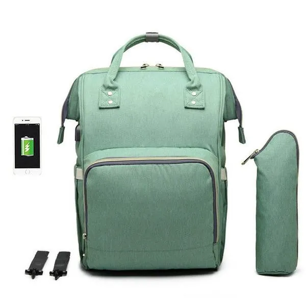 Waterproof USB Diaper Bag Baby Care Large Capacity Mom Backpack