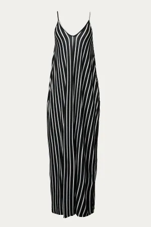 WIDE-STRIPED STRETCH-MODAL JERSEY MAXI DRESS