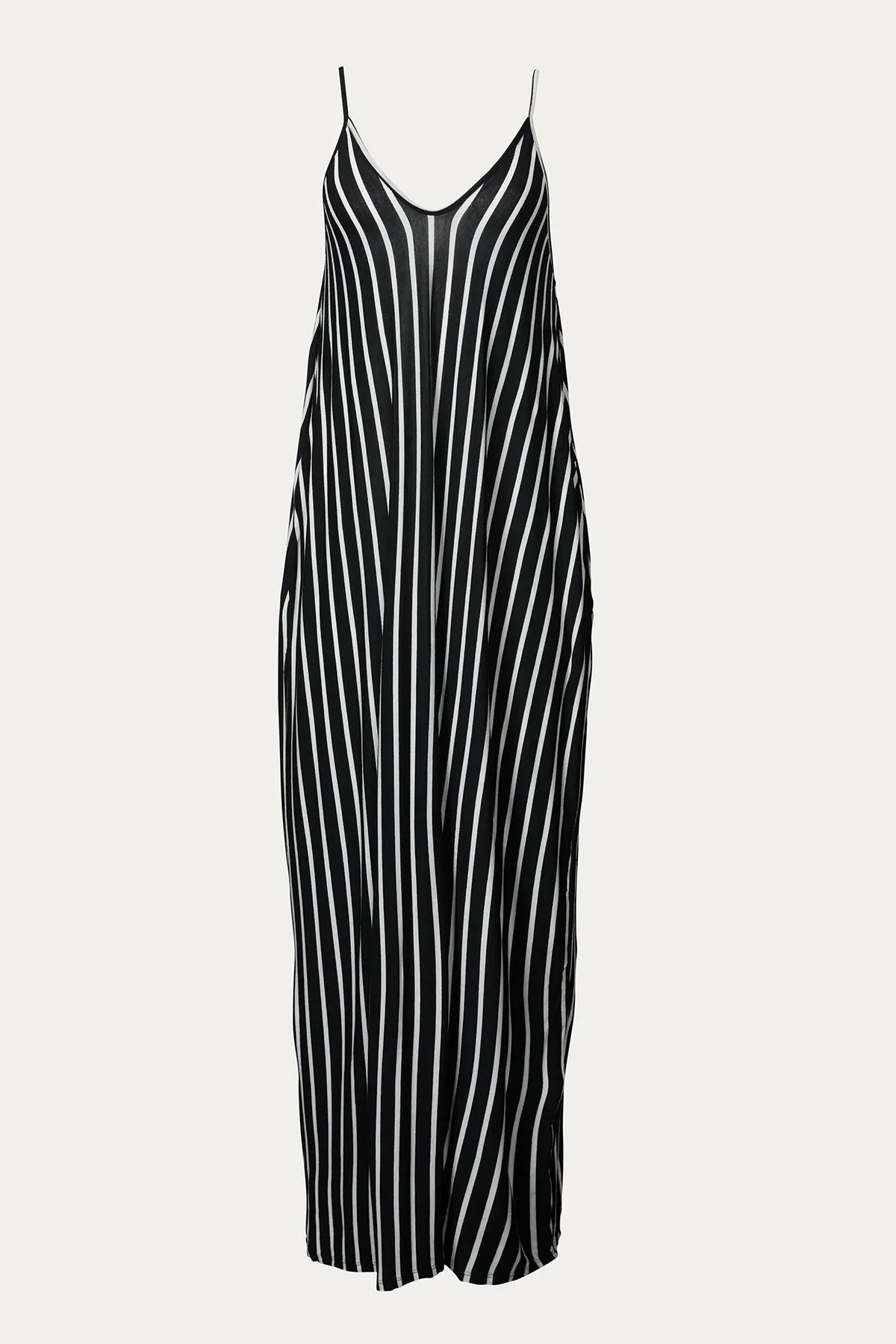 WIDE-STRIPED STRETCH-MODAL JERSEY MAXI DRESS