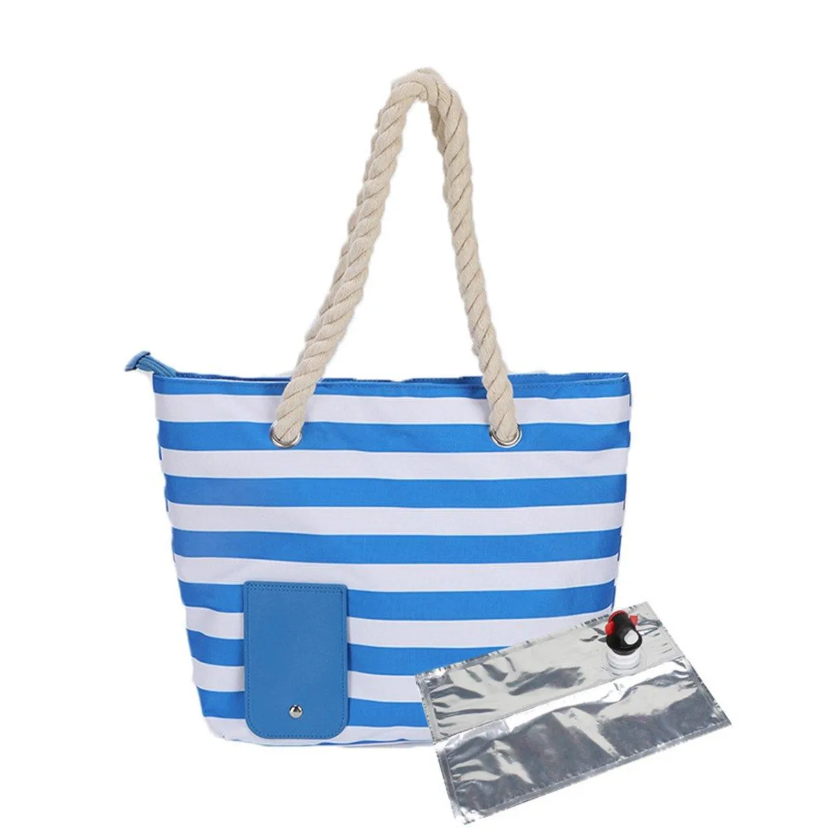 Wine Bag Picnic Tote Striped Outdoor Beach Camping Storage Bag Portable Travel