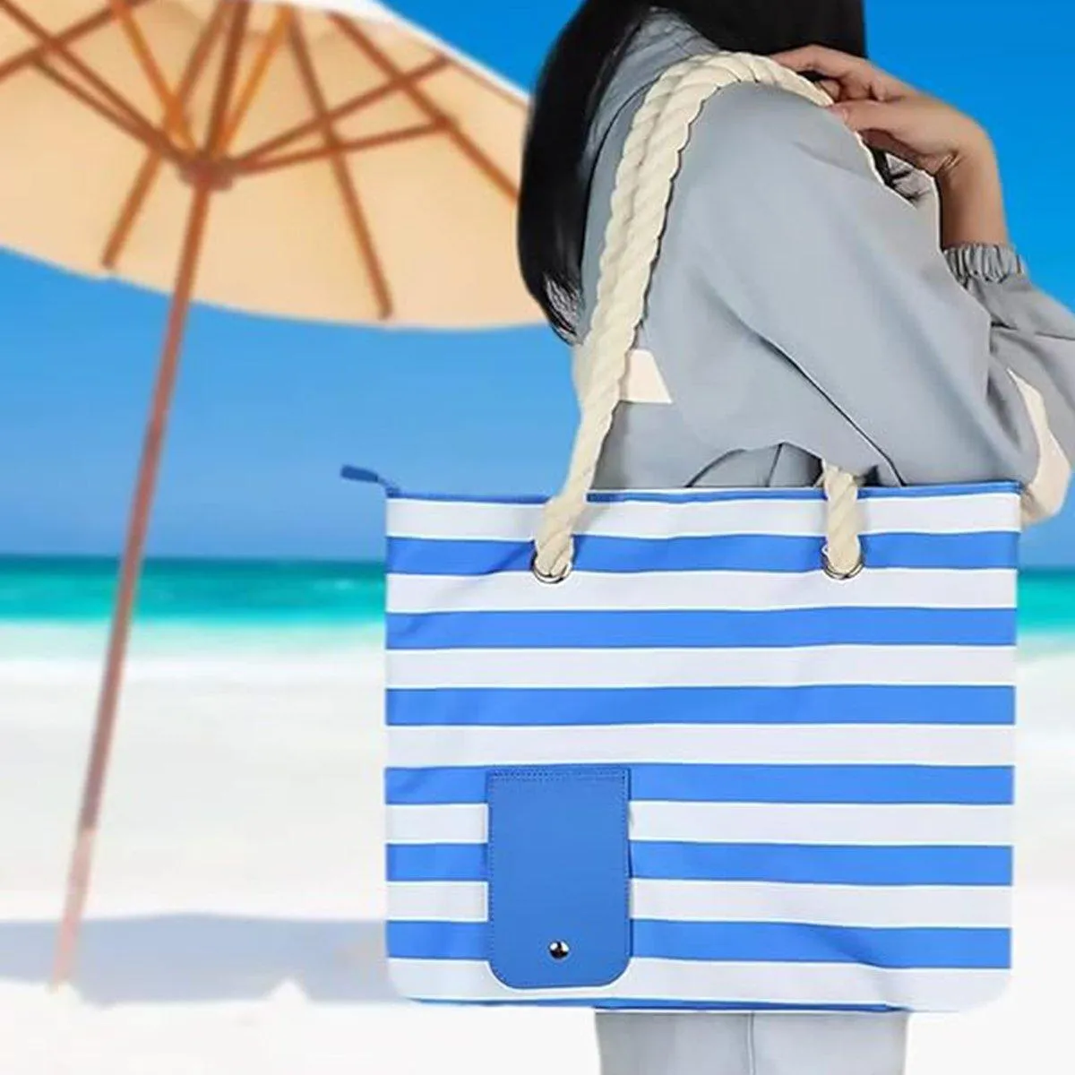 Wine Bag Picnic Tote Striped Outdoor Beach Camping Storage Bag Portable Travel