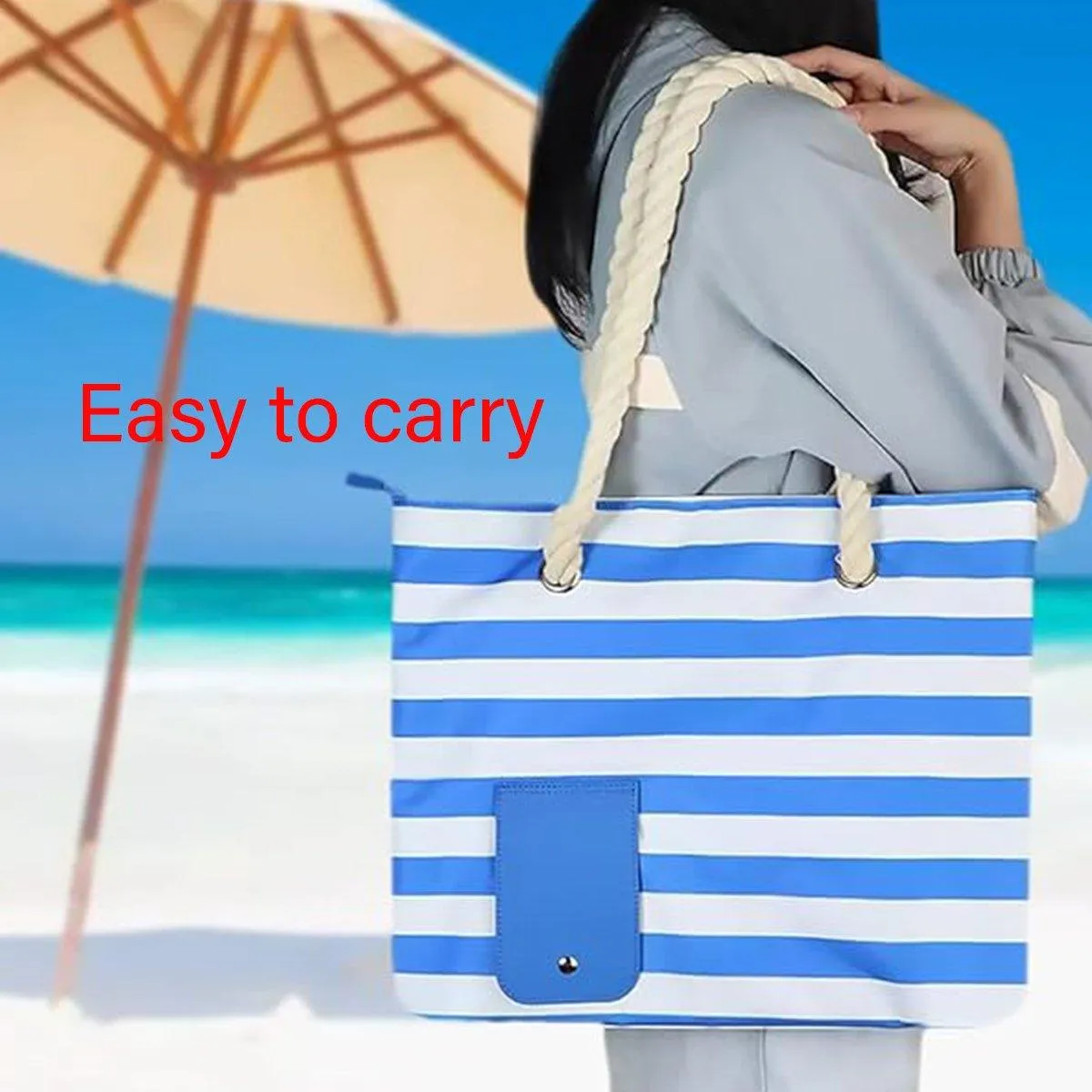 Wine Bag Picnic Tote Striped Outdoor Beach Camping Storage Bag Portable Travel